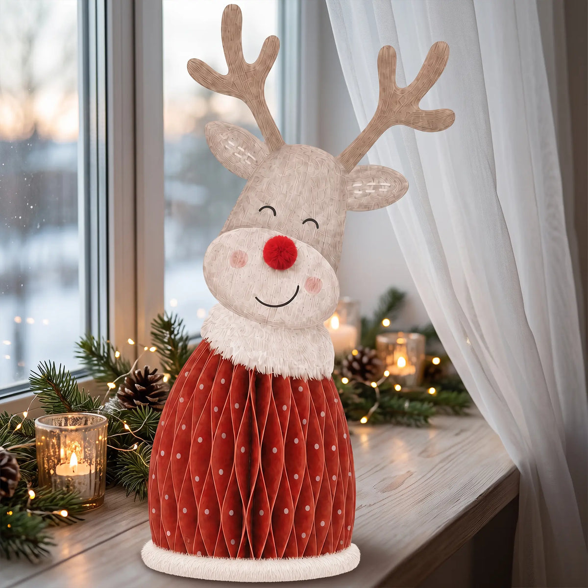 Wholesale Honeycomb Paper Santa and Reindeer Christmas Decorations