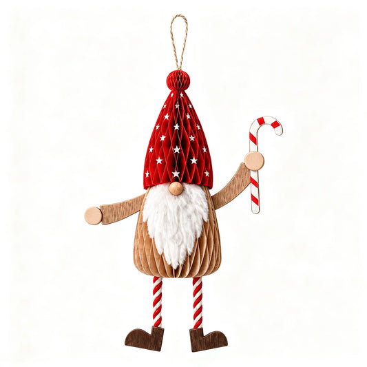 Wholesale Honeycomb Paper Gnome Christmas Tree Ornaments