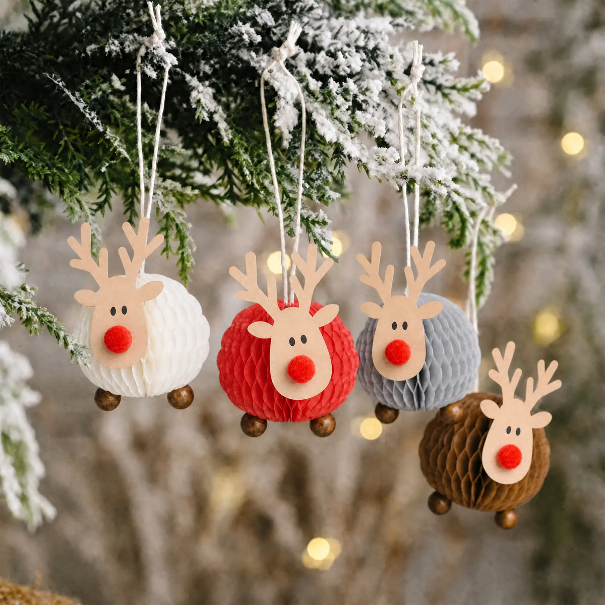 Wholesale Honeycomb Paper Reindeer Christmas Ornaments Set