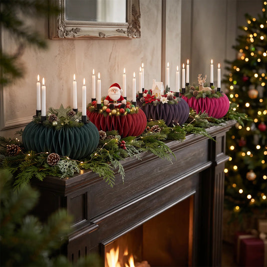 Wholesale Christmas Honeycomb Paper Candle Centrepiece