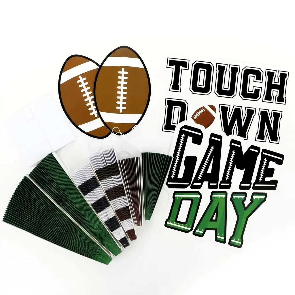 Folded American Football Paper Fan Decoration Set for compact storage and shipping