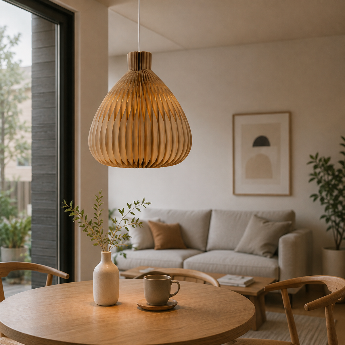 Natural Kraft Honeycomb Paper Pendant Lampshade showing its structure
