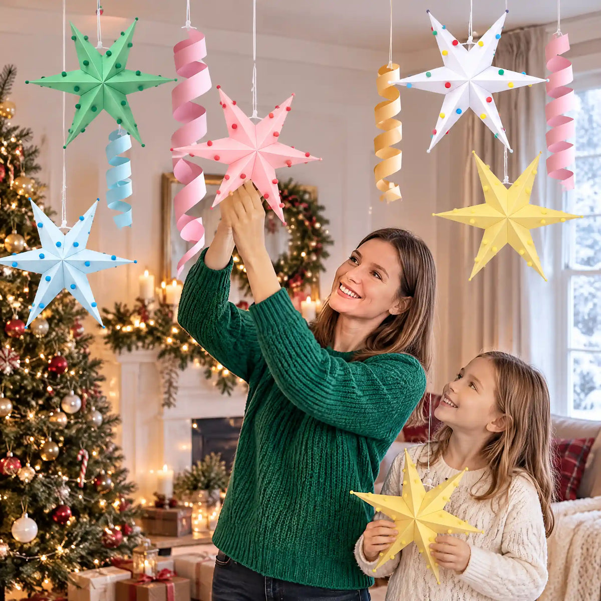Wholesale Colorful Paper Star Ornament Set