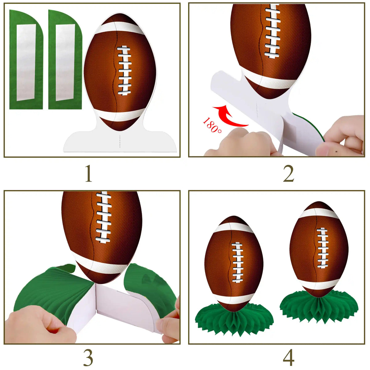 American Football Honeycomb Table Centerpieces 6 Pack in a modern living room