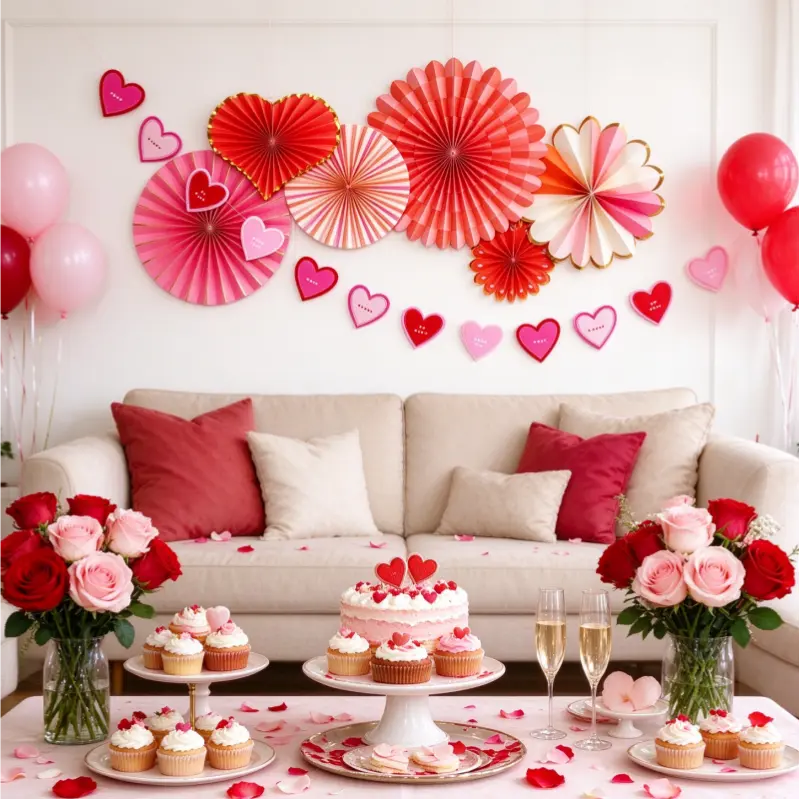 Valentine’s Paper Fan Decoration Set