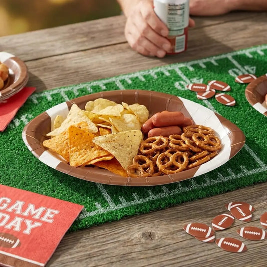 American Football-Shaped Paper Snack Trays showing its structure