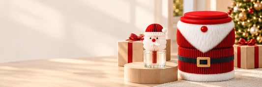 Custom Santa honeycomb paper diffuser and foldable paper stool for a US employee Christmas gift program