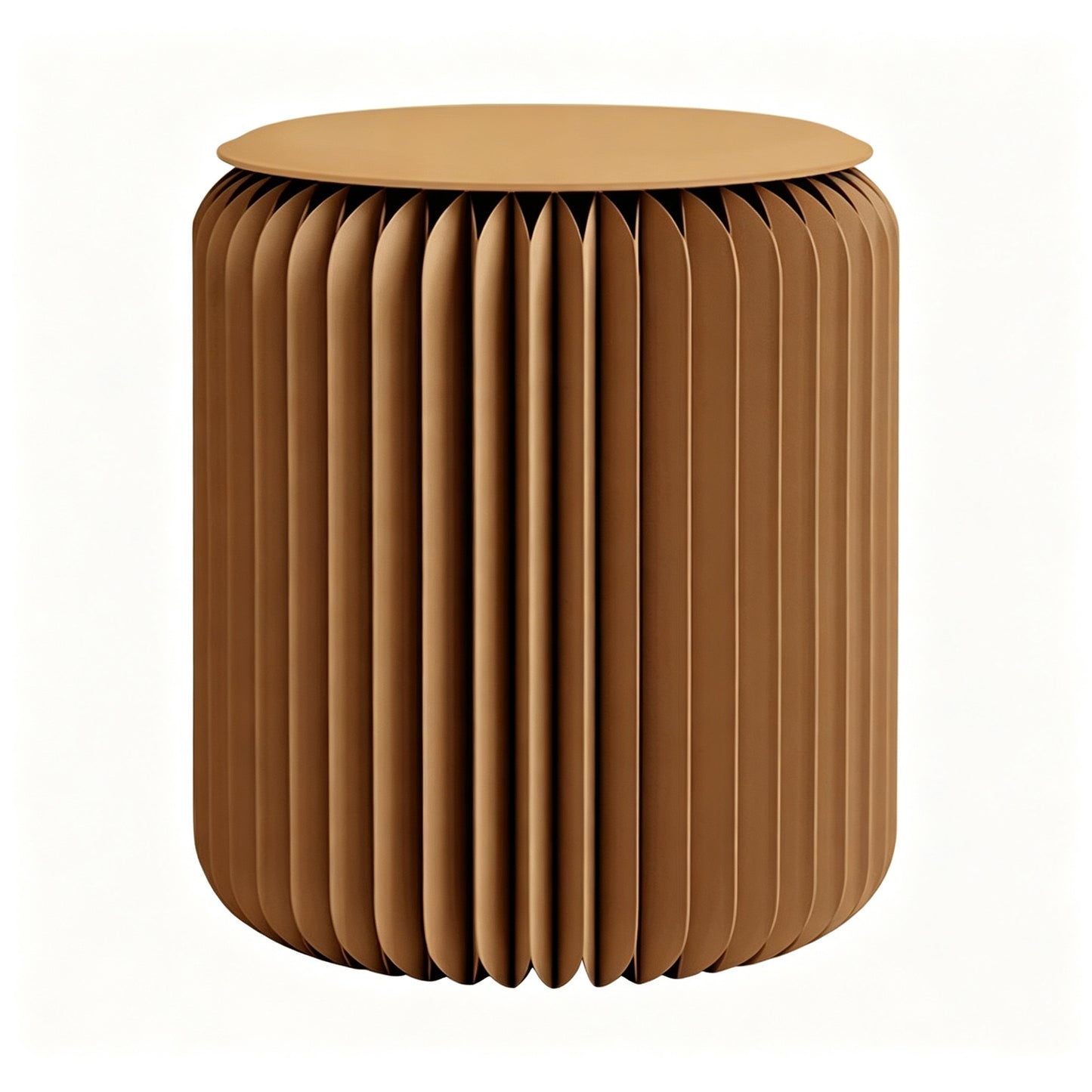 Brown foldable honeycomb paper stool on a white background