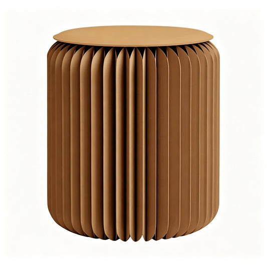 Brown foldable honeycomb paper stool on a white background