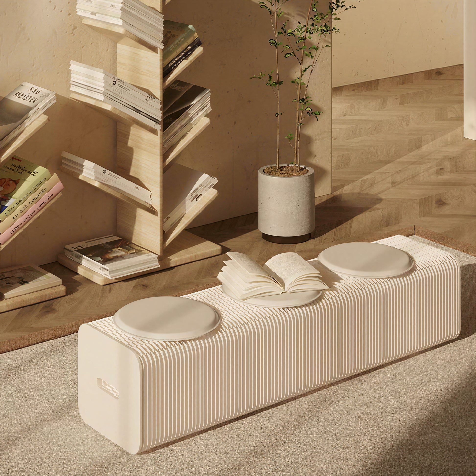 Honeycomb Paper Bench showing its structure and design details