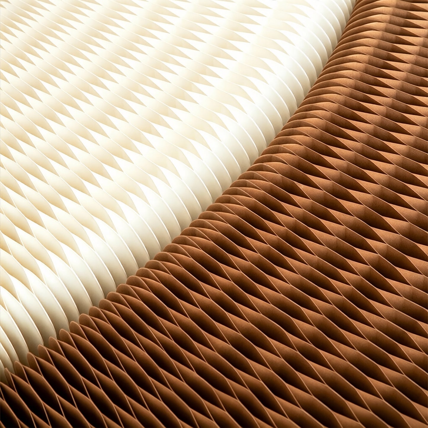 Honeycomb Paper Bench in a modern living room setting with natural light