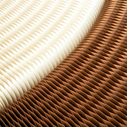 Honeycomb Paper Bench in a modern living room setting with natural light