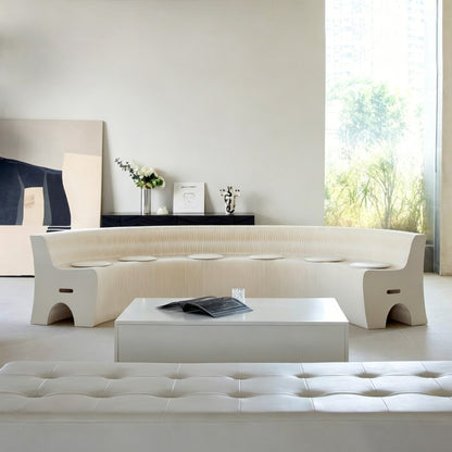 Folded Curved Honeycomb Paper Bench for compact storage and shipping