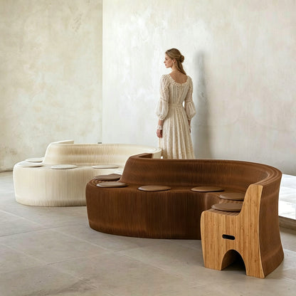 Modular Honeycomb Paper Bench on a white background, shown from the front