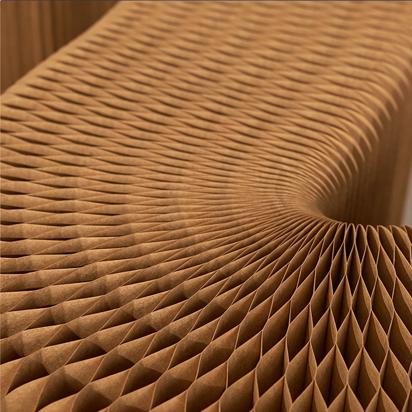 Modular Honeycomb Paper Bench in a retail or exhibition setting