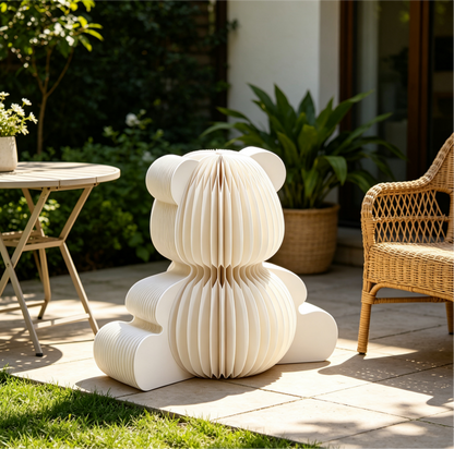 Pink bear paper stool for a children’s interior