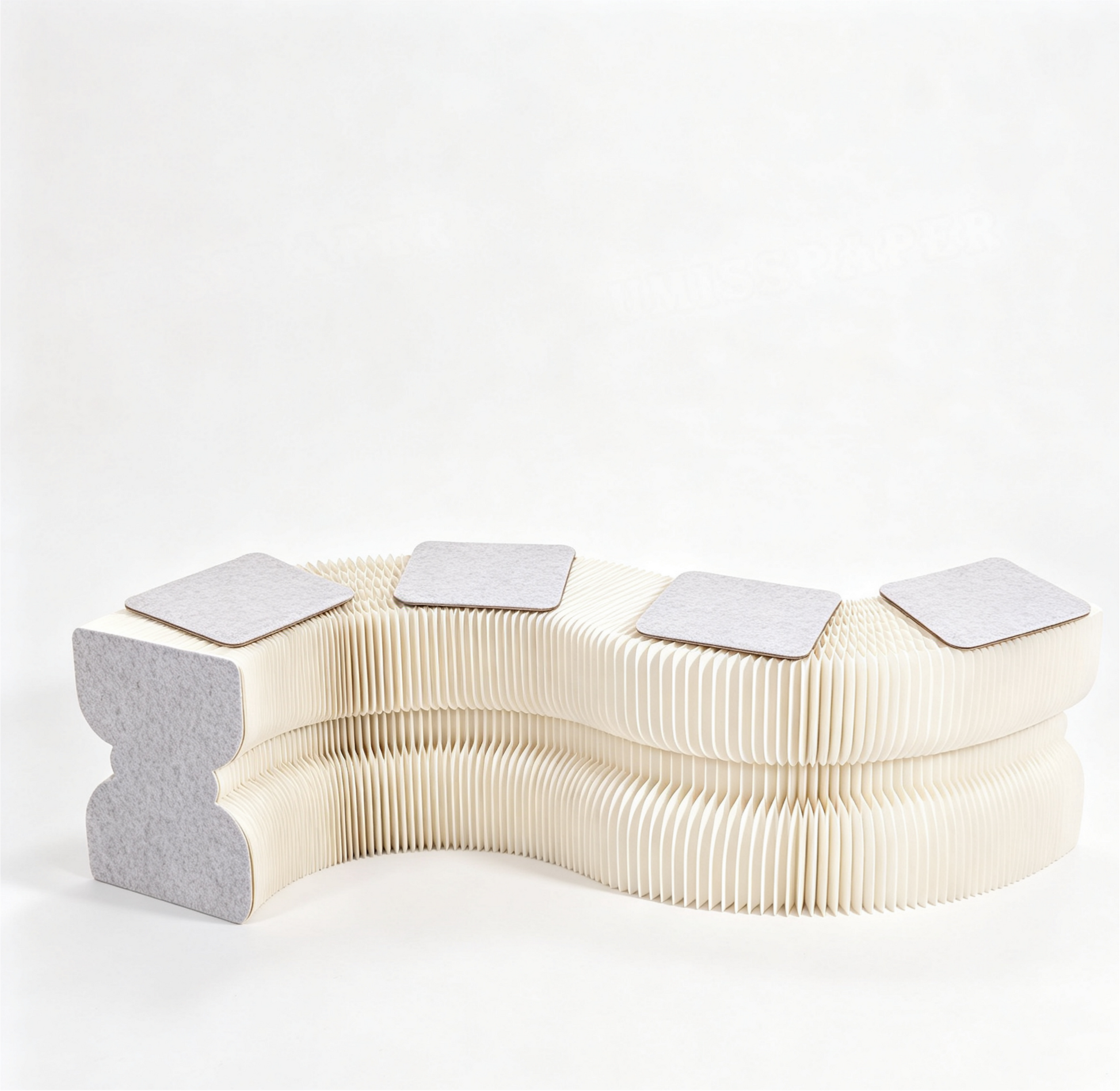 Curved Honeycomb Paper Sofa showing its structure and design details