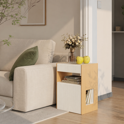 Paper Side Table with Wooden Frame showing its structure and design details
