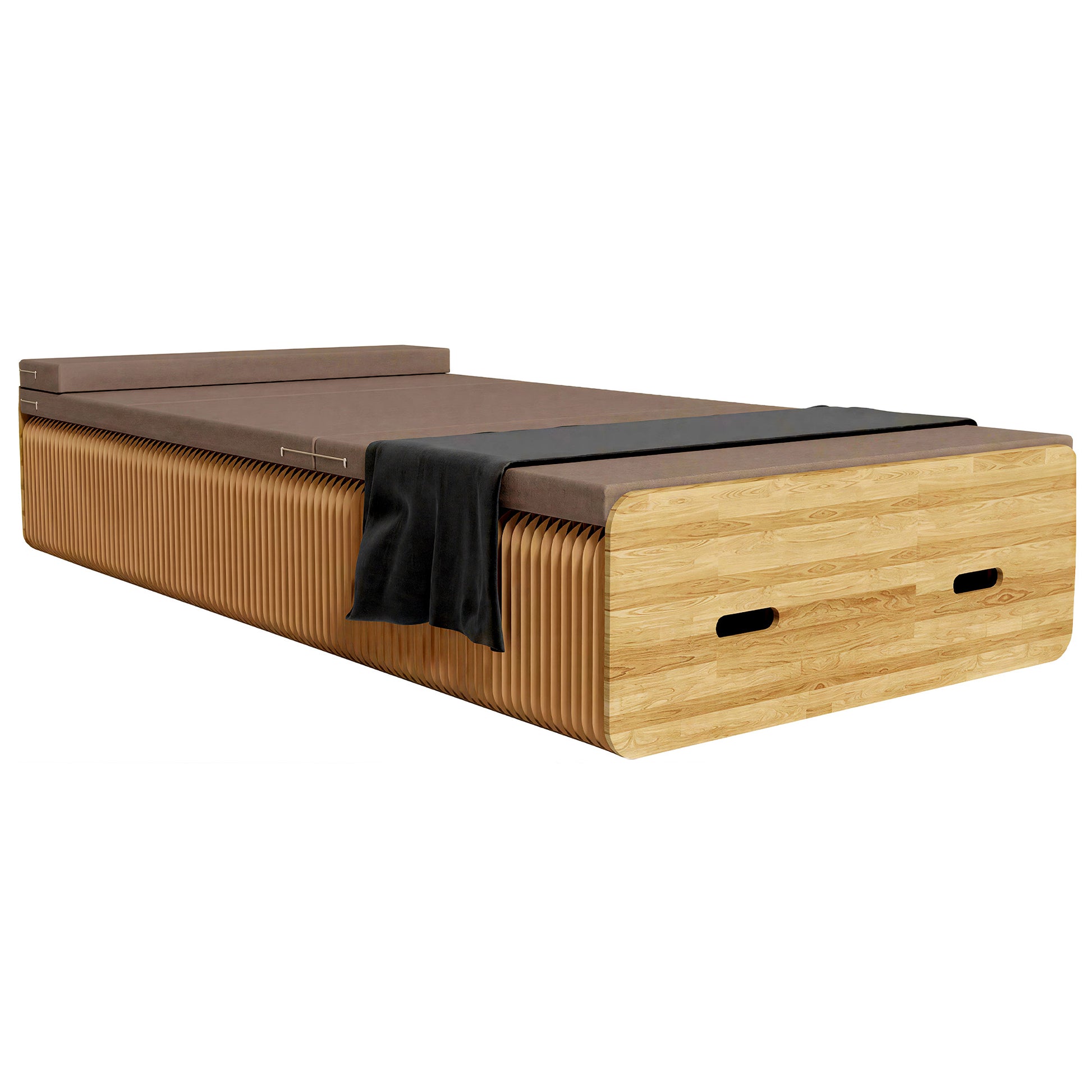 Foldable Accordion Paper Bed on a white background, shown from the front