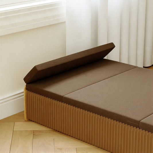 Foldable Accordion Paper Bed showing its structure and design details