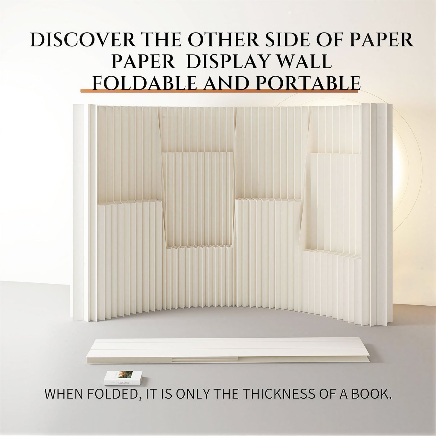 Modular Paper Room Divider with Display Shelves showing its structure