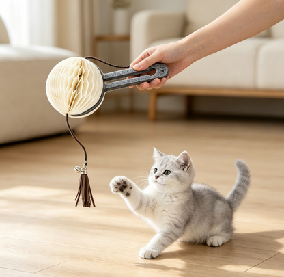 Honeycomb Paper Cat Wand showing its structure and design details