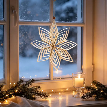 3D White Paper Star Christmas Hanging Ornament showing its structure