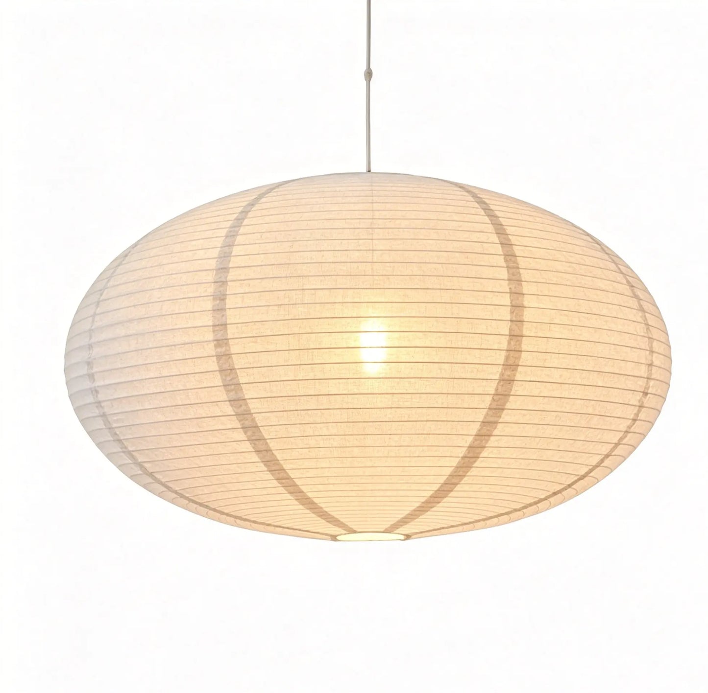 Minimalist Rice Paper Pendant Lampshade on a white background