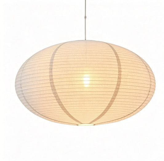 Minimalist Rice Paper Pendant Lampshade on a white background