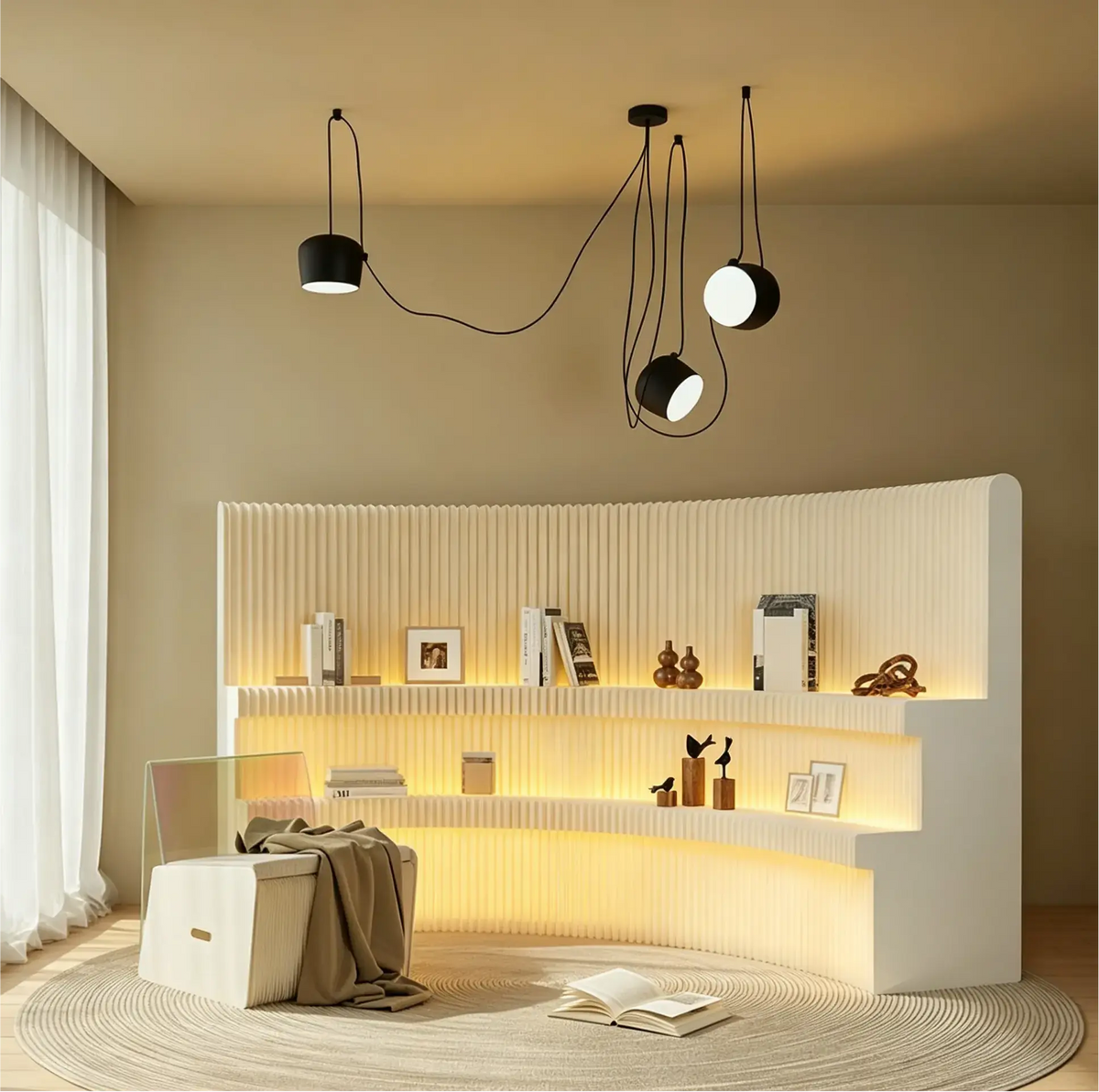 Custom Printed Paper Screen with Display Shelves, Photo Backdrop Wall
