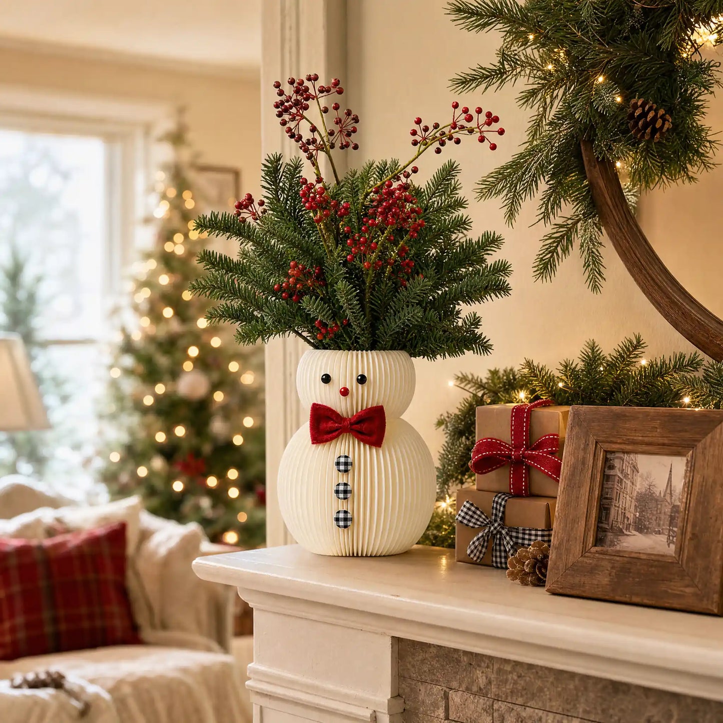 Honeycomb Paper Snowman Christmas Tabletop Decoration
