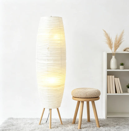 Nordic Rice Paper Floor Lampshade showing its structure and design details