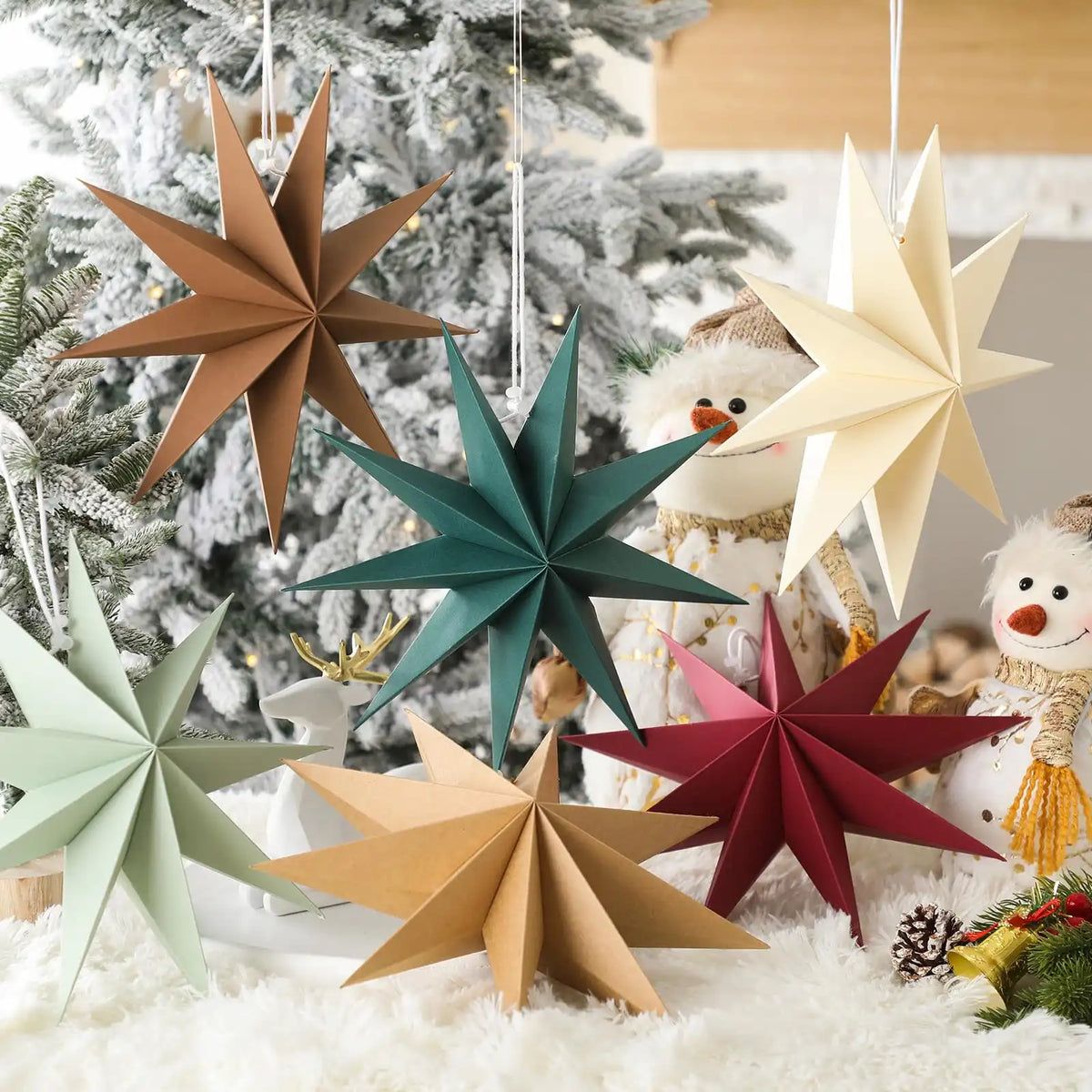 Christmas Paper Star Lanterns and Lampshade Set showing its structure