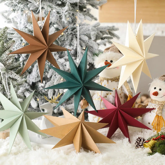 Christmas Paper Star Lanterns and Lampshade Set showing its structure