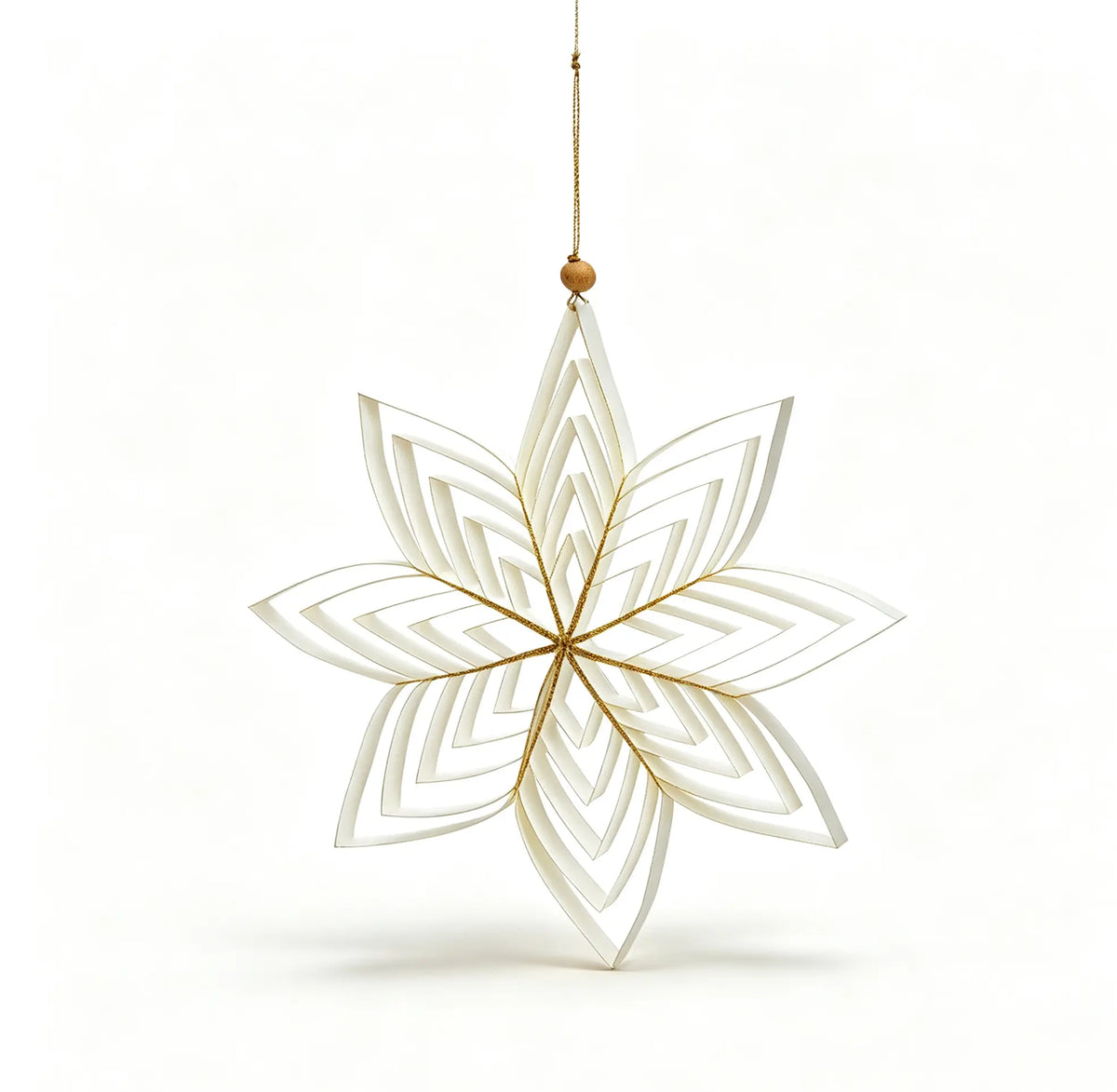 3D White Paper Star Christmas Hanging Ornament on a white background