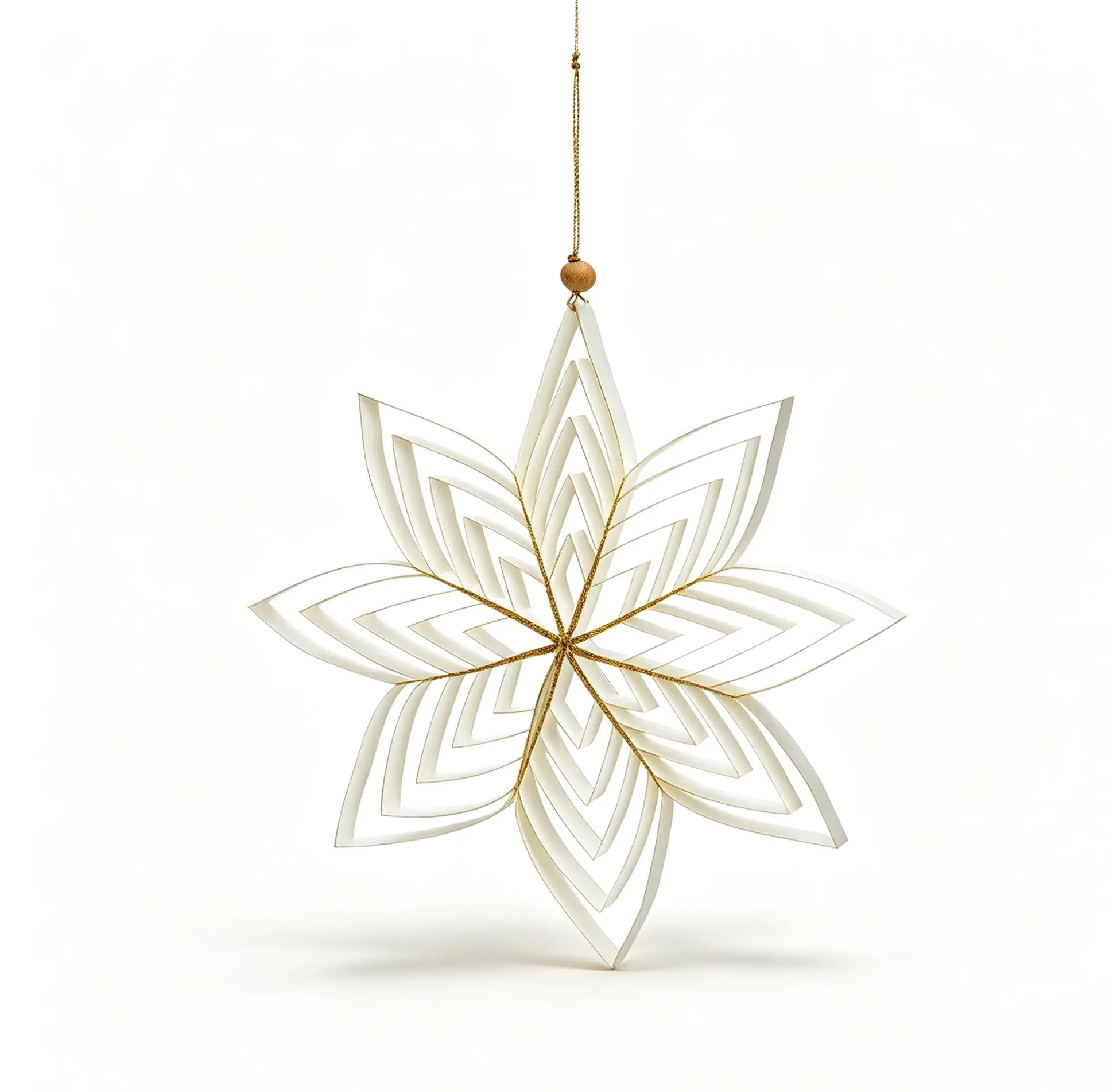 3D White Paper Star Christmas Hanging Ornament on a white background