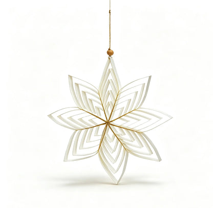 3D White Paper Star Christmas Hanging Ornament on a white background
