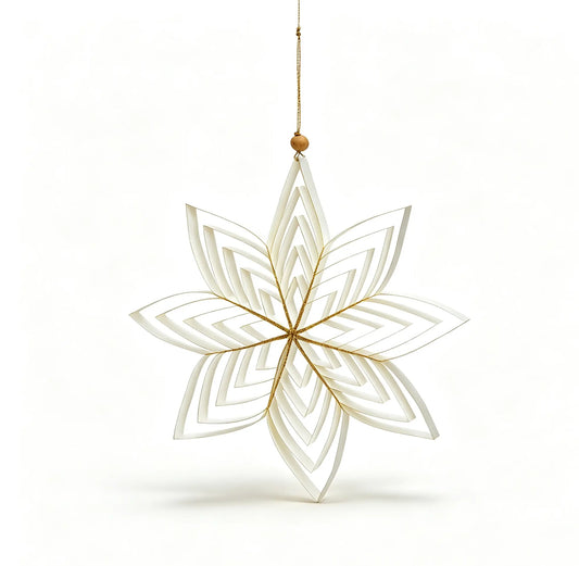 3D White Paper Star Christmas Hanging Ornament on a white background