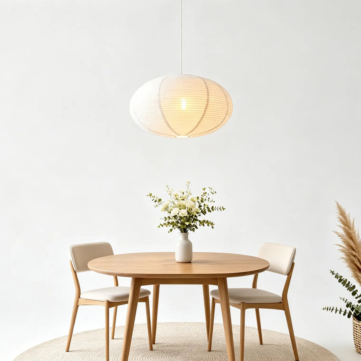Minimalist Rice Paper Pendant Lampshade showing its structure