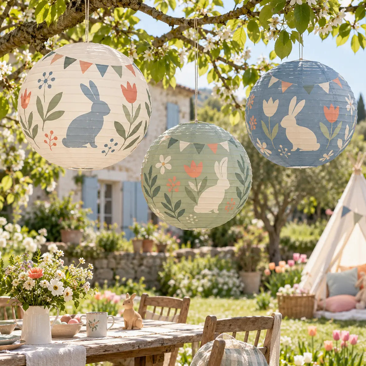 Wholesale Rabbit Honeycomb Paper Lantern Set