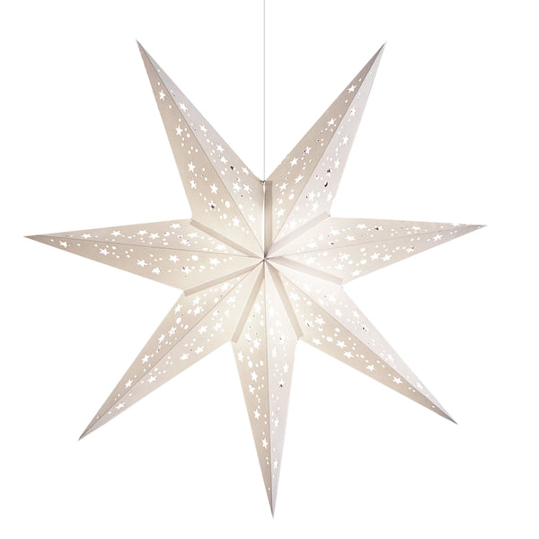 White perforated paper star pendant light
