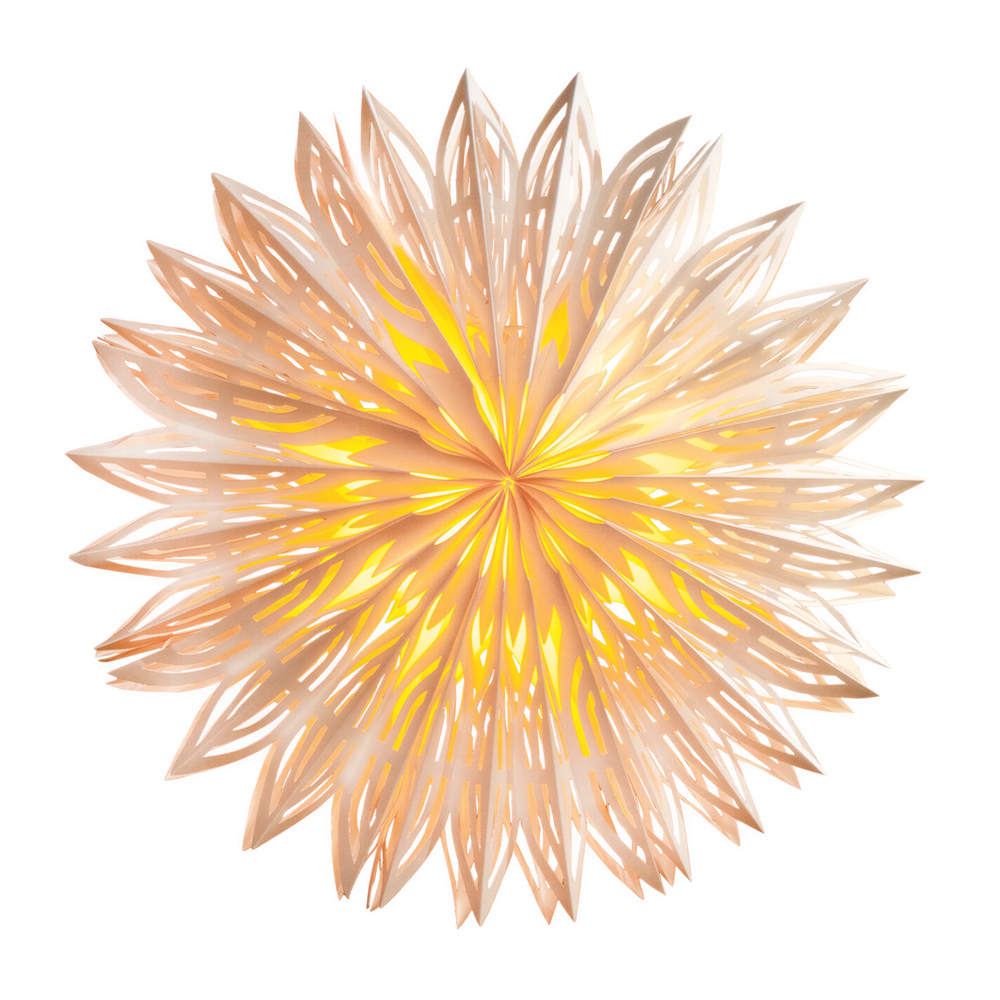 Illuminated multi-point paper star lampshade with warm light
