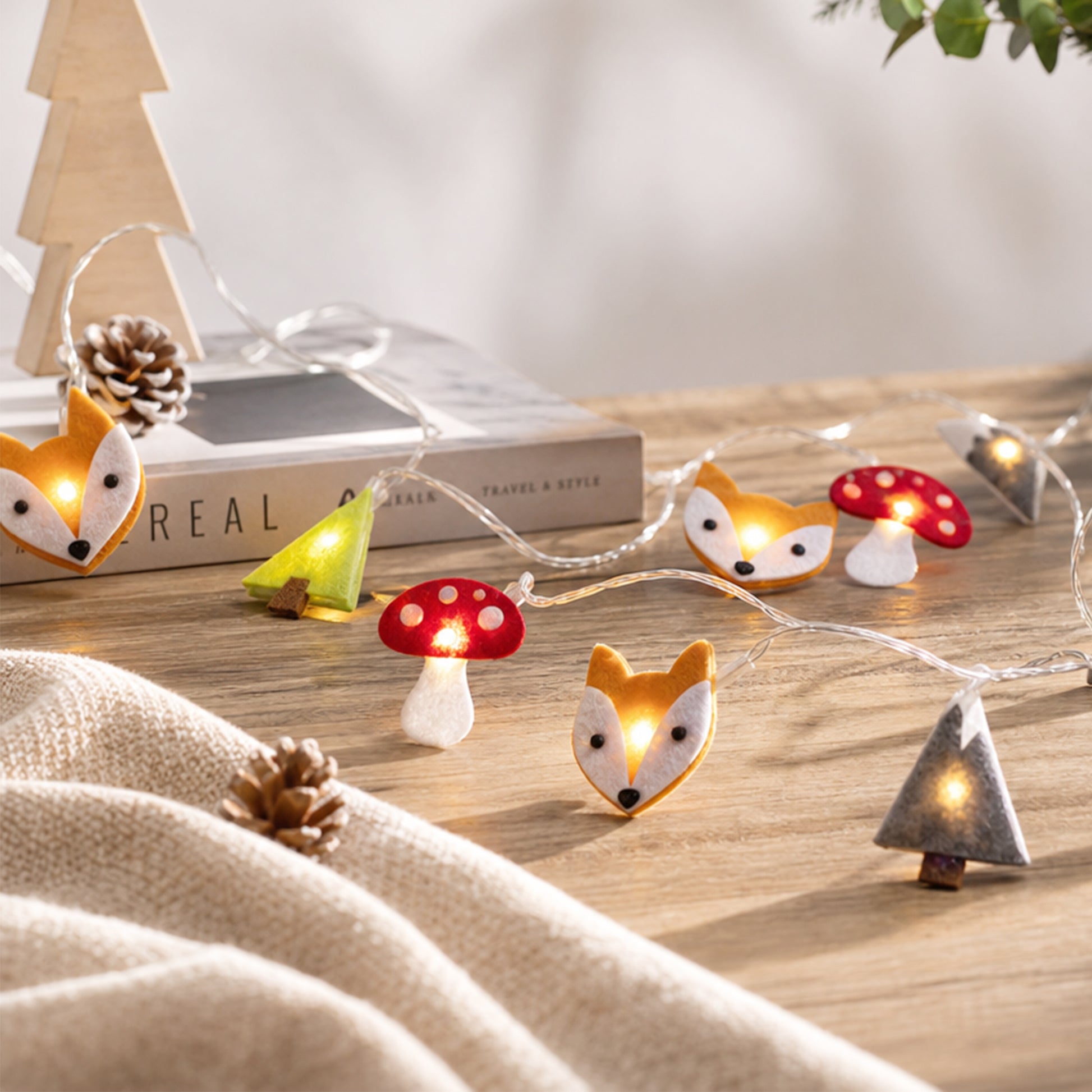 Woodland Felt Character String Lights showing its structure and design details