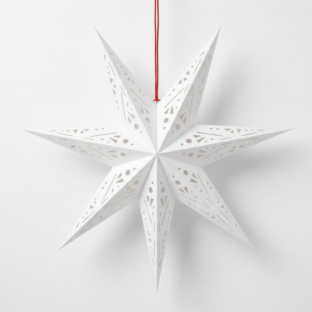 Seven-Point Nordic Perforated Paper Star Lampshade on a white background