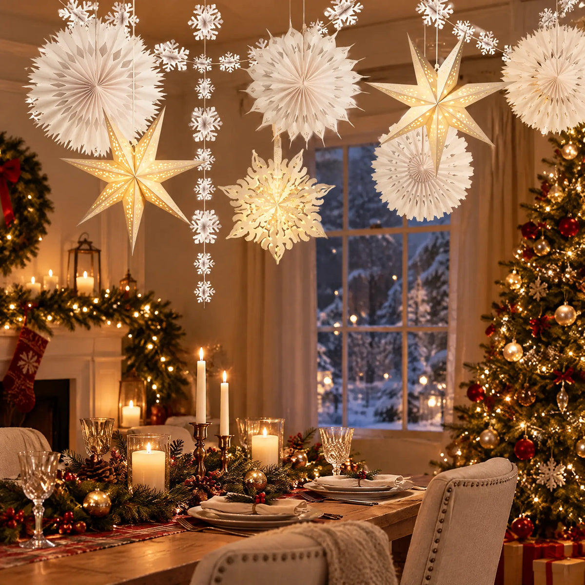 Wholesale Paper Snowflake and Star Hanging Set