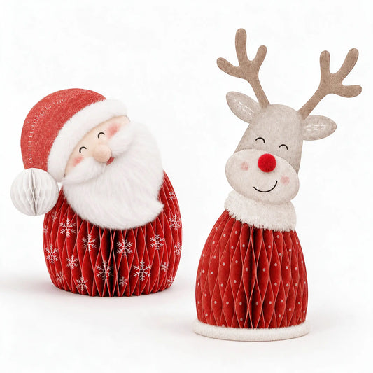 Wholesale Honeycomb Paper Santa and Reindeer Christmas Decorations