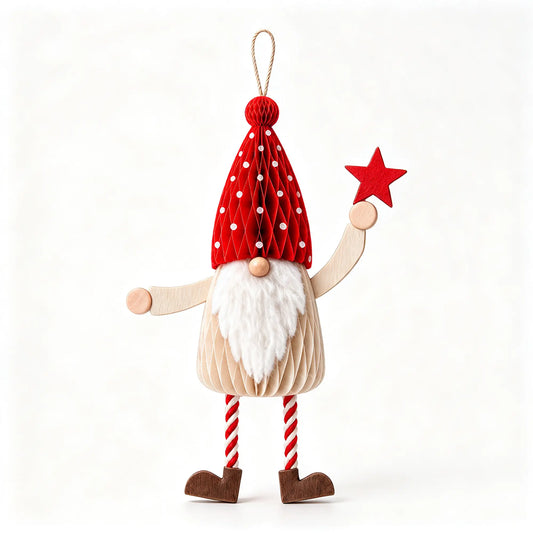Wholesale Honeycomb Paper Gnome Christmas Tree Ornaments