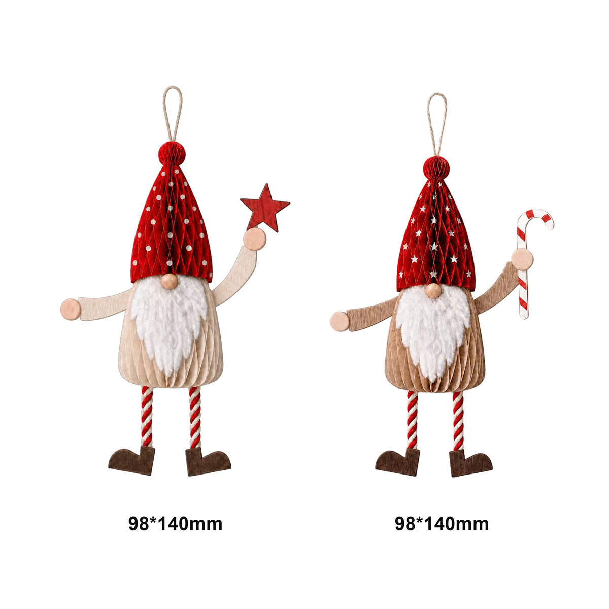 Wholesale Honeycomb Paper Gnome Christmas Tree Ornaments