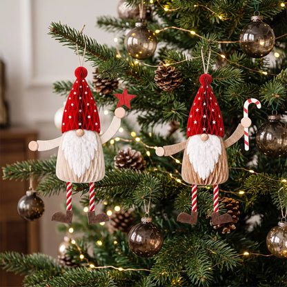 Wholesale Honeycomb Paper Gnome Christmas Tree Ornaments