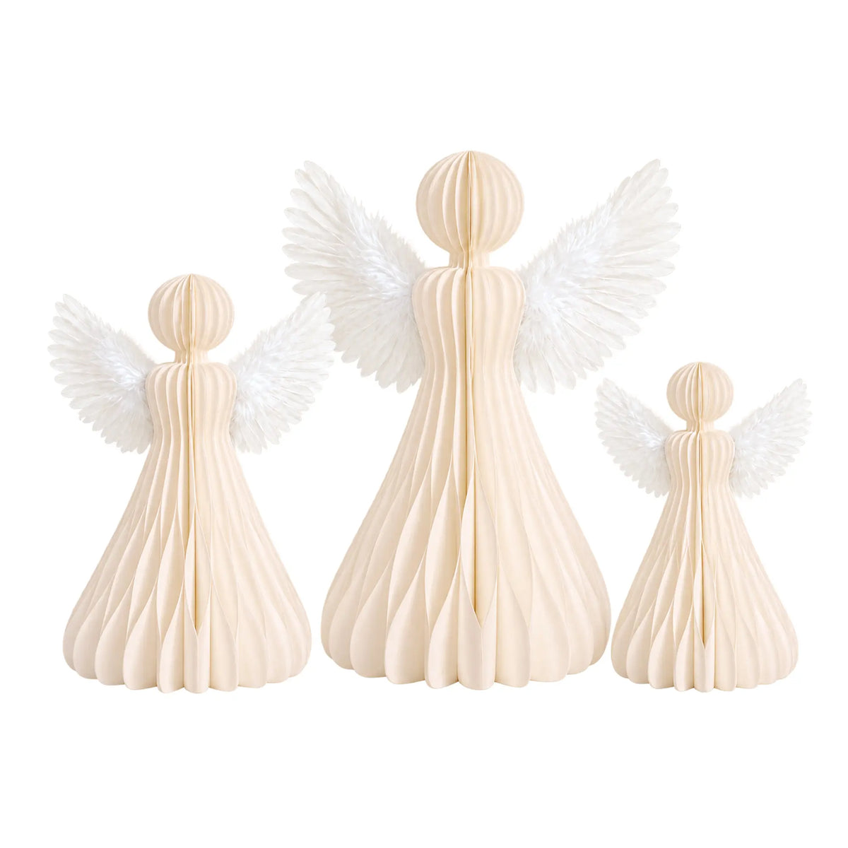 White Honeycomb Paper Angel Christmas Table Decoration Set